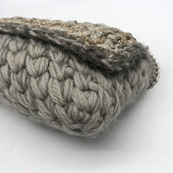 Lorenza Gandaglia Gray & Gold Lurex Crochet Flap Shoulder Bag - Picture 6 of 12